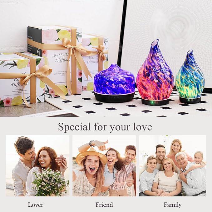 Porseme 150ml Essential Oil Diffuser Glass Color Changing Aroma Air Diffusers Aromatherapy Ultrasonic Cool Mist Humidifier 6 Running Hours Waterless Auto-Off for Sleeping Yoga Office Spa (Deep Blue) - Bloomnest