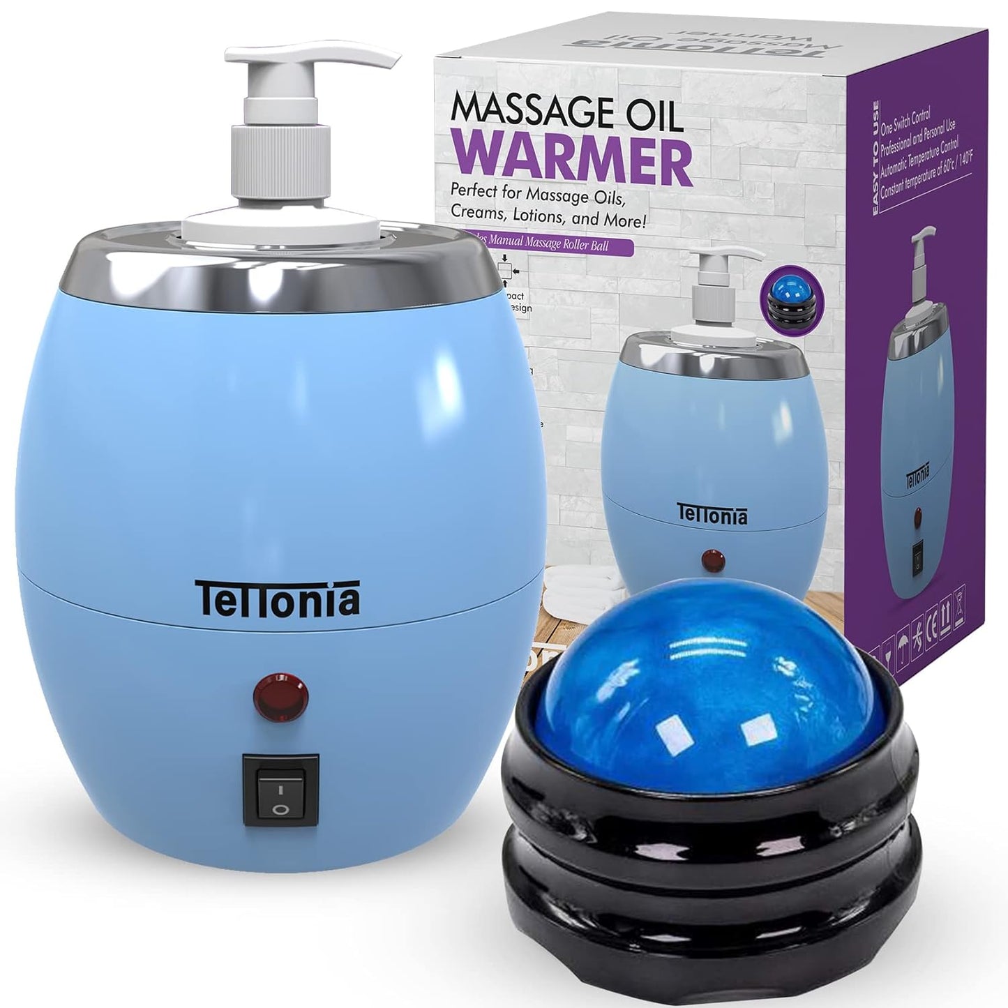 Massage Oil/Lotion Bottle Warmer - Auto-Temperature (Blue Pastel)