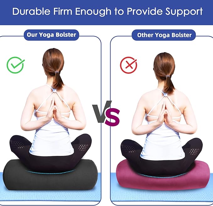 Organic Buckwheat Bolster(24X9 in) Yoga Bolster Supportive Yoga Cushion for Restorative Yoga Accessories Meditation Pillow Reading Pillow Floor Pillow Large Round Cylinder - Bloomnest