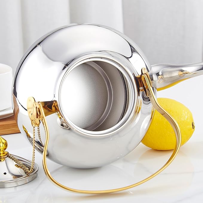 SANQIAHOME 2.1 Quart Stainless Steel Teapot With Infuser,Tea Kettle For Stove Top Minimalist Style