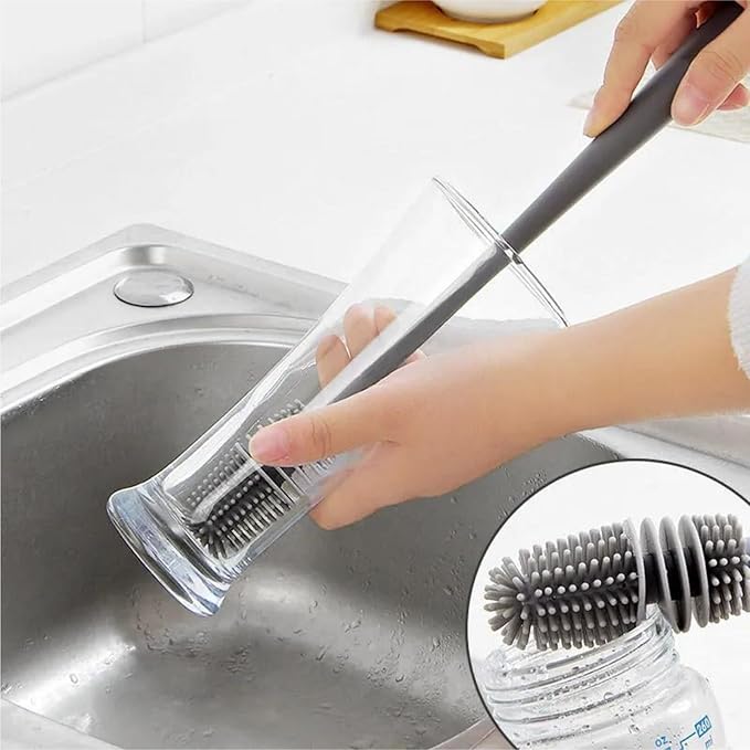 Straw Cleaner Brush Fit for Owala FreeSip 24oz/32oz/40oz, Silicone Long Handle Bottle Brush Compatible with Owala Water Bottle,Plus 3 in 1 Cup Lid Cleaning Brush GL-Auking