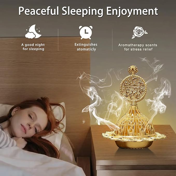 Majewel 3 in 1 Incense Holder, Vintage Incense Holders for Sticks with 9 Holes, Incense Burner Ash Catcher, Brass Incense Stick and Cone Burner for Meditation, Yoga, Home Decor(Coconut)