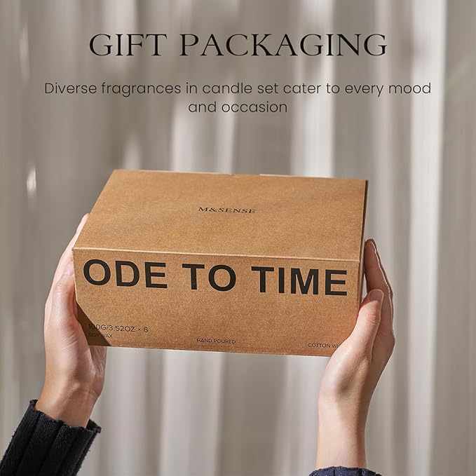 M&SENSE 6 Pack Candles Gift for Home Scented Aromatherapy Candle Set for Women Soy Wax Long Lasting Amber Jar Candles Gift for Birthday Housewarming Mother's Valentine Day - Bloomnest
