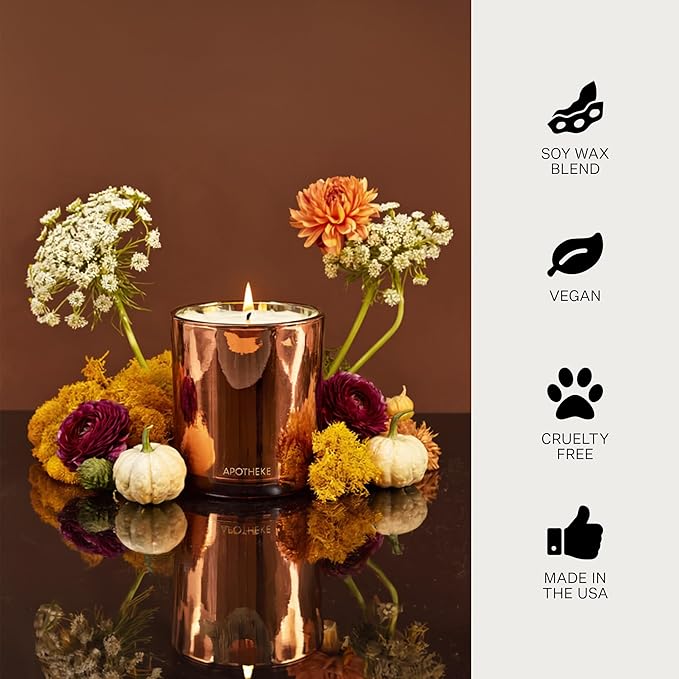 Apotheke Signature Candle Scented Candles for Home, Pumpkin Ginger - 10.5 oz Seasonal Soy Wax Jar Candle - Long-Lasting Fall Scented Fragrance with Perfume-Grade Fragrance Oils - Bloomnest