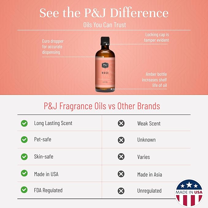 P&J Fragrance Oil - Rose 100ml - Candle Scents, Soap Scents, Diffuser Oil, Aromatherapy - Bloomnest