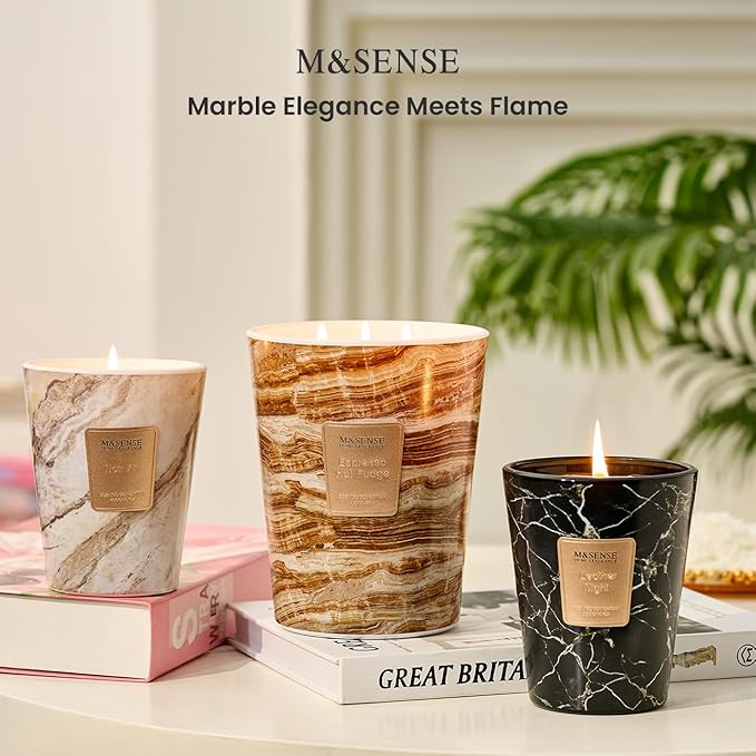 M&SENSE OudWood Scented Candles for Home, 3-Wick Highly Scented Jar Candles, Extra Large Candle 35 Oz 150 Hours Long Lasting Burning, Relaxing Aromatherapy Candle for Stress Relief, Meditation - Bloomnest
