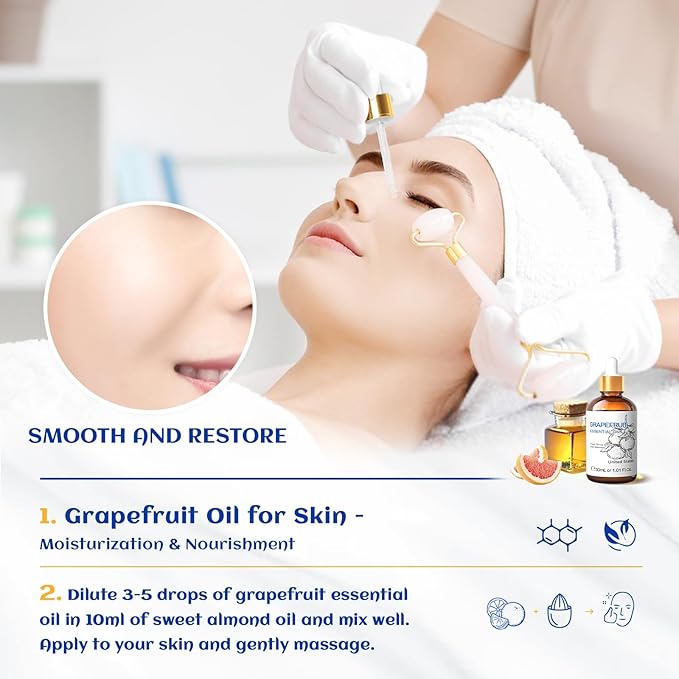 HIQILI 30 ml Grapefruit Essential Oil, for Diffuser, Skin Care,100% Pure and Natural - 1 Fl Oz - Bloomnest