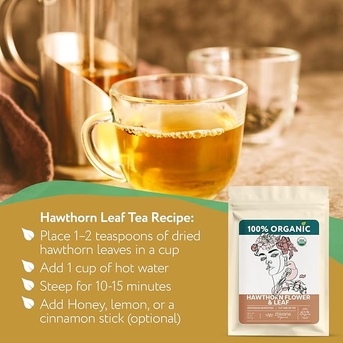 Hawthorn Leaf & Flower Tea Organic (4oz.) - Loose Hawthorne Tea for Blood Pressure Balance, Cardiovascular Health, Heart Support - Espino Blanco Hoja - Bloomnest