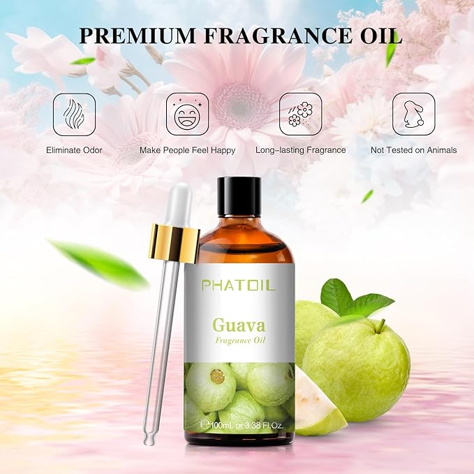 PHATOIL 3.38FL.OZ Guava Fragrance Oils for Aromatherapy, Essential Oils for Diffusers for Home, Perfect for Diffuser, Yoga, Skin Care, DIY Candle and Soap Making - 100ml - Bloomnest