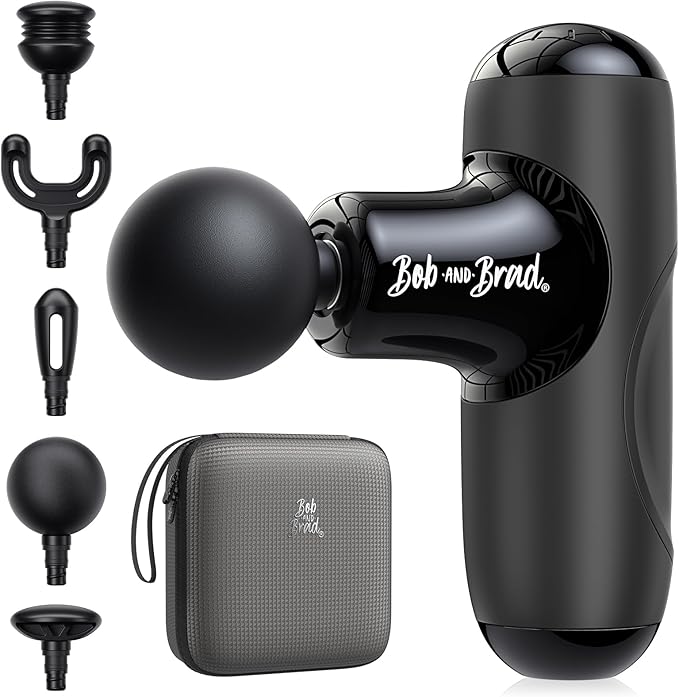 BOB AND BRAD Q2 Mini Massage Gun, Pocket-Sized Deep Tissue Massager Gun, Portable Percussion Muscle Massager Gun, Ultra Small & Quiet Muscle Massage Gun with Carry Case, Home Gym Travel, Black - Bloomnest