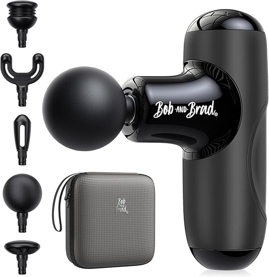 BOB AND BRAD Q2 Mini Massage Gun, Pocket-Sized Deep Tissue Massager Gun, Portable Percussion Muscle Massager Gun, Ultra Small & Quiet Muscle Massage Gun with Carry Case, Home Gym Travel, Black - Bloomnest