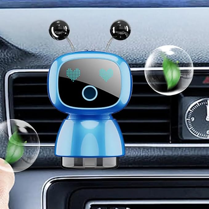 Robot Intelligent Aromatherapy Machine, Smart Cute Robot Car Air Freshener - Fine Spray/Fillable/Four-Gear Adjustment/Vibration Sensing/On-Off/Large Capacity Long-Lasting Fragrance/V3 (Blue, Ocean) - Bloomnest