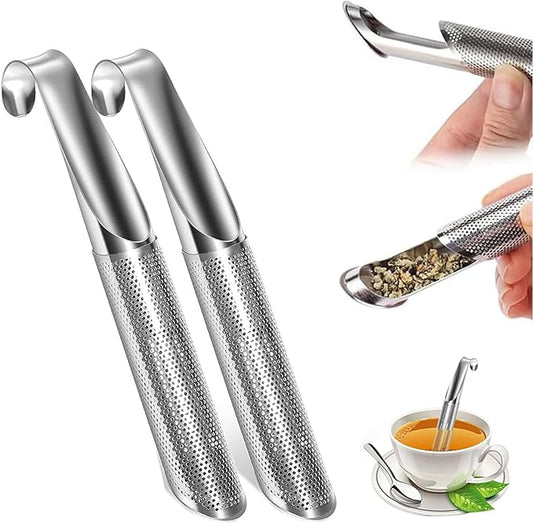 2 PCS Stainless Steel Tea Diffuser, 2025 New Stainless Steel Tea Infuser, Mesh Strainer with Hanging Hook Handle, Tea Bags for Loose Leaf Tea, Tea Artifact Creative Pipe - Bloomnest