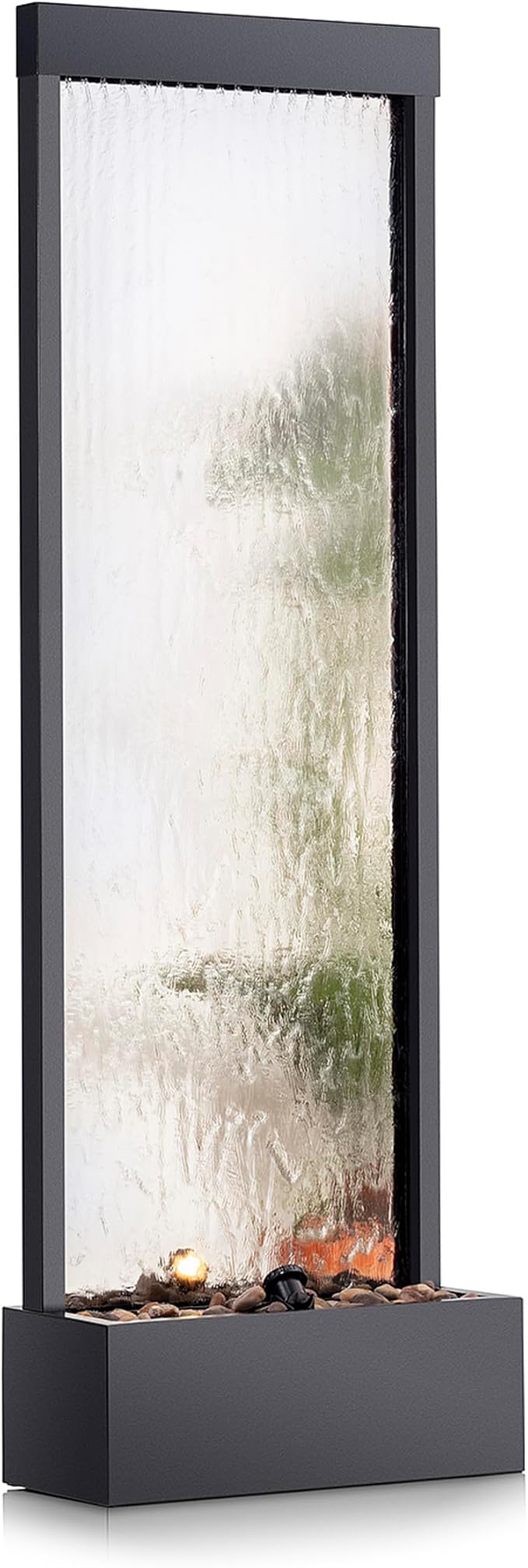 Alpine Corporation Mirror Waterfall Fountain with Stones and Lights - Zen Indoor/Outdoor Decor for Office, Living Room, Patio, Entryway - 72 Inches - Bloomnest