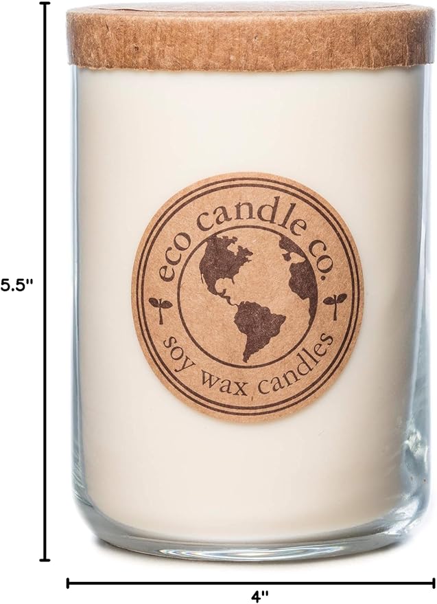ECO CANDLE CO. Recycled Candle, Bourbon Vanilla, 26 oz. - Scents of Bourbon, Vanilla, Tonka Bean, Cedarwood, & Cardamom - 100% Soy Wax, No Lead, Kraft Paper Label & Lid, Hand Poured, Midwest Soybeans - Bloomnest