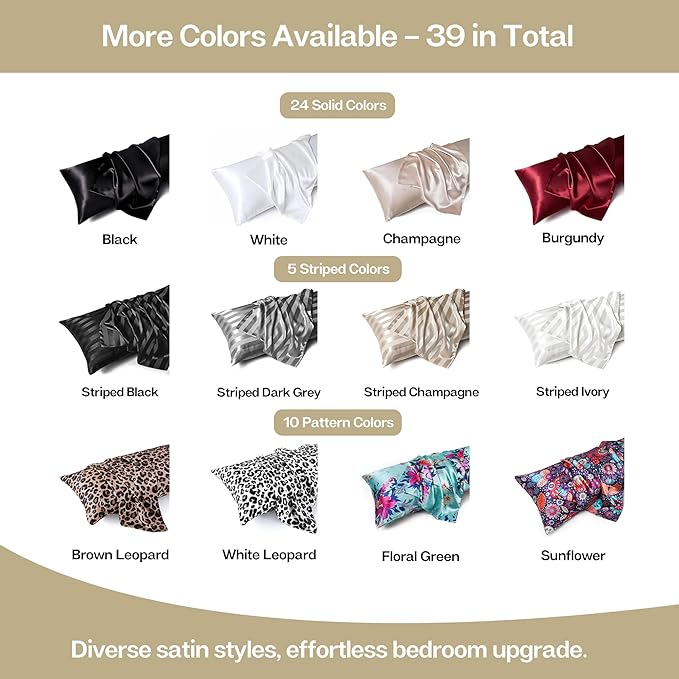 MR&HM Satin Body Pillow Cover, Soft and Breathable Body Pillow Case with Envelope Closure, Cooling and Silky Long Pillowcase for Hair and Skin,Grey (20x54, Golden Bronze) - Bloomnest