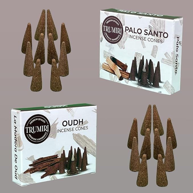 Palo Santo & Oud Incense Combo - 20 Cone Incense - Scented TRUMIRI