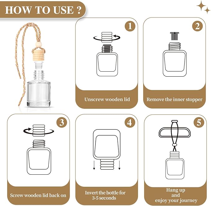 Car Air Freshener 6 Pack, Vanilla Cream,Mahogany & Lavender 3 Natural Scent, Long Lasting Essential Oil Fragrance Diffuser, Hanging Air Freshener Cute Car Accessories Interior for women - Bloomnest