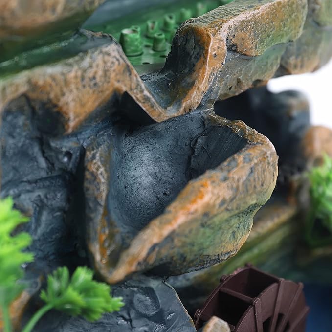 Tabletop Fountain Rockery, Small Waterfall Water Fountains Indoor, Mini Desktop Waterfall with Water Pump Atomizer for Home Office Bedroom Desk Decoration