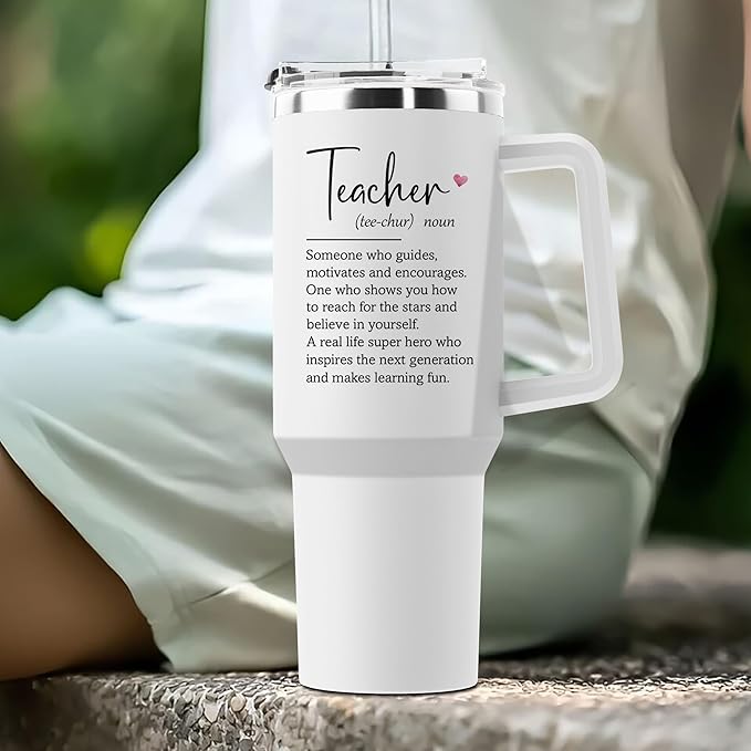 Teacher Appreciation Gifts - for Women Best from Student Christmas Coffee Mug Insulated Cup Stainless Steel 40oz Tumbler with Handle - Bloomnest