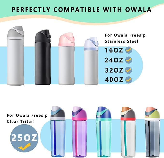 Replacement Lid for Owala Freesip,Compatible with Owala Freesip Water Bottle 16oz 24oz 32oz 40oz,Premium Replacement Accessories for Owala Cap,LeakProof,BPA-Free(Foggy Tide) NTIERA