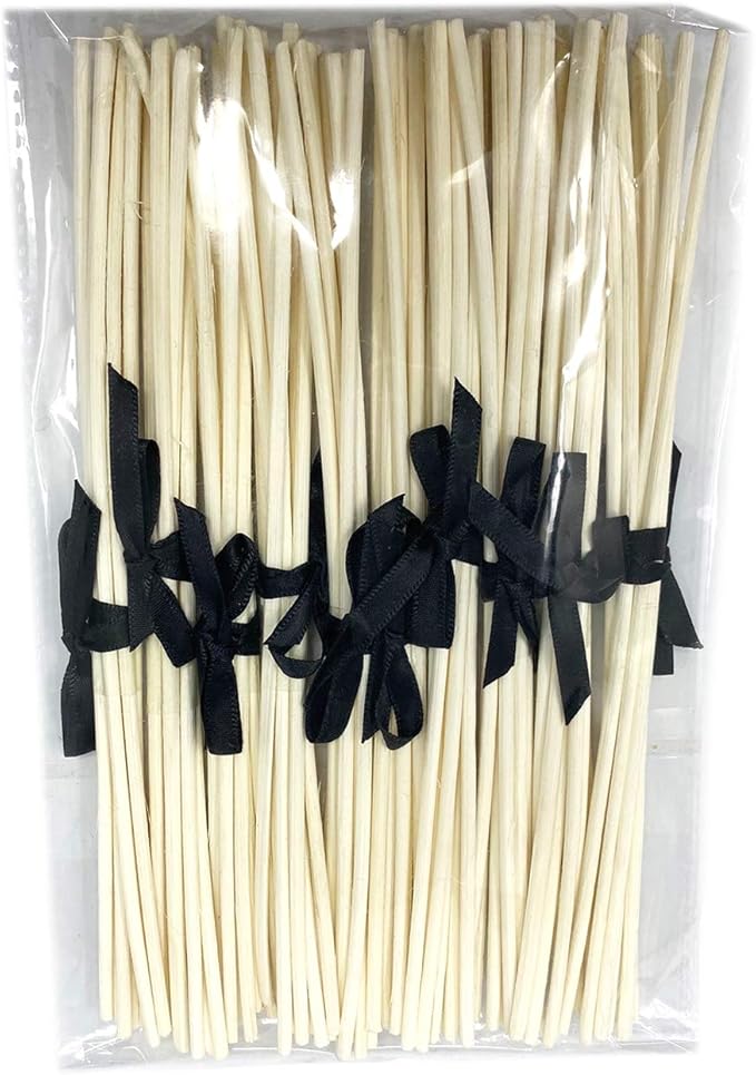 LOVSPA Reed Diffuser Sticks, Set of 80 Wood Rattan Replacement Reed Sticks for Diffuser Oil Bottles, 10 Bundles of 8 (8 inch) - Bloomnest