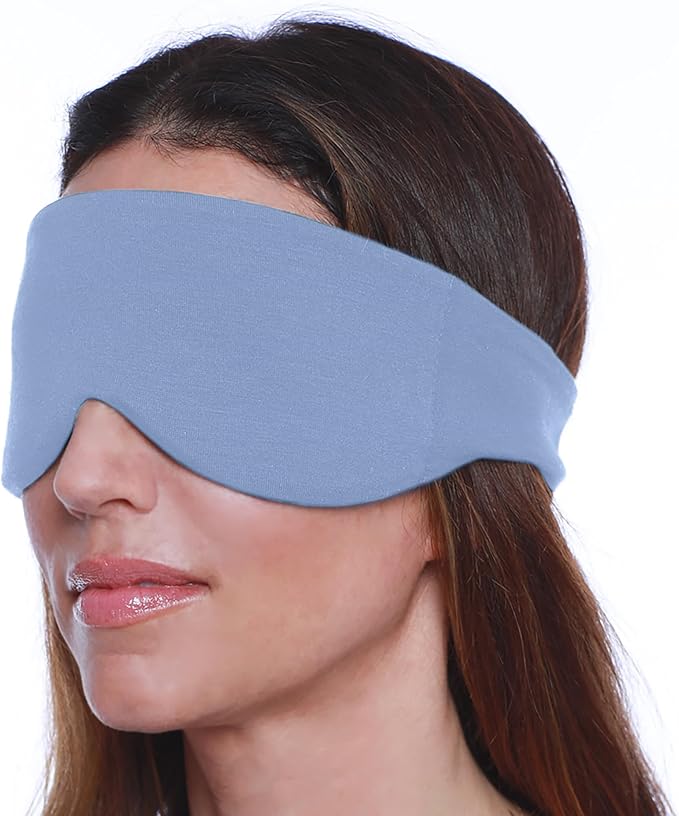 Happyluxe Escape Sleep Mask - Buttery Soft Airplane Eye Mask for Sleeping or Napping in Bed. Machine Washable. - Serenity Blue, Made in USA - Bloomnest