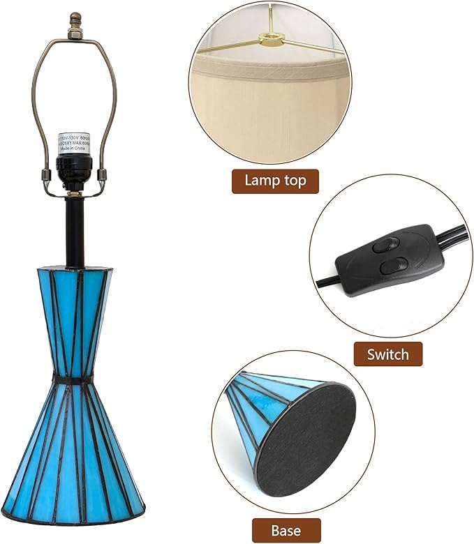 Table Lamps Set of 2, 3-Way Dimmable Modern Glass Table Lamps for Living Room with Stained Glass Night Lights 21" Bedside Desk Lamps for Nightstand for Home Decorations - Bloomnest