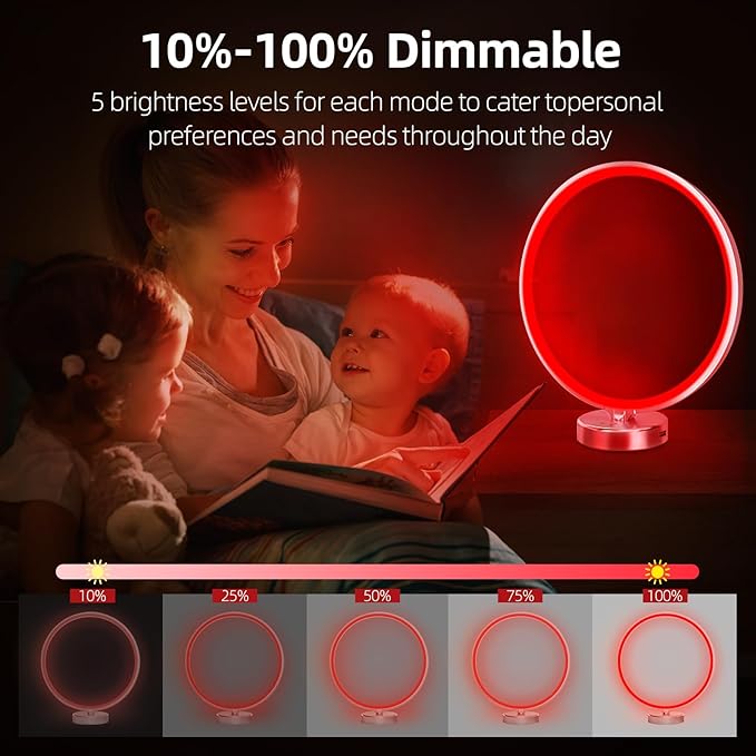 Red Light Therapy Night Light Lamp for Sleep 670nm Red Nightlight Desk Lamp with Multi-Color and Brightness Options Remote Control,Deep Relaxation and Improve Sleeping for Adults Kids (Silver) - Bloomnest