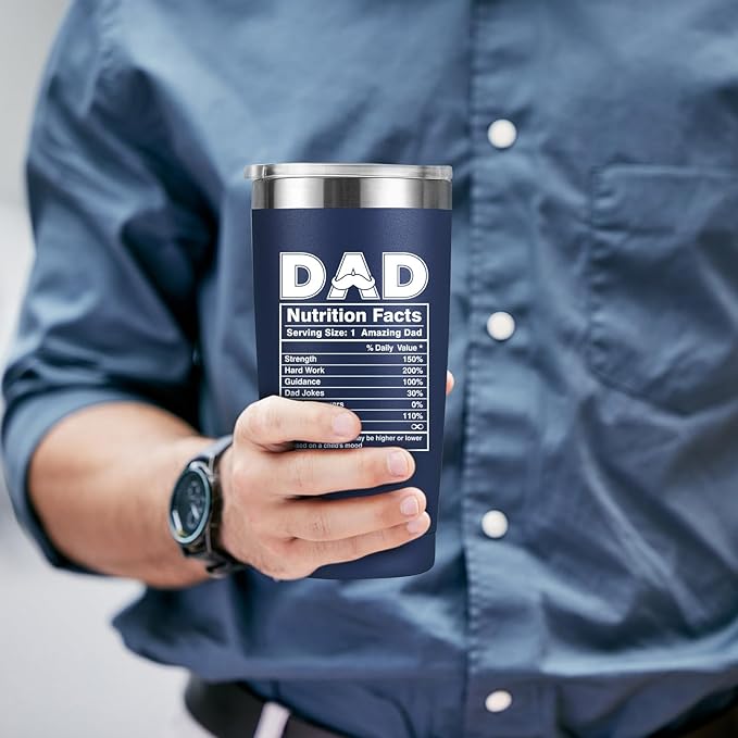 MASGALACC Birthday Gifts For Dad From Daughter, Son, Kids - Husband Present Ideas Coffee Mug For Bonus-Dad, Valentines Fathers Day Christmas - 20 Oz Tumbler, Navy Blue