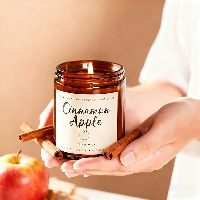 Fall Candles Set - 6 Pack Candles for Home Scented, Fall Scented Candles for Autumn Gift Home Decoration, Natural Non Toxic Soy Candle Gifts for Women, Cinnamon Apple/Autumn Wreath - Bloomnest