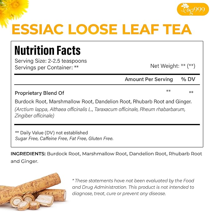 TOG Premium 1 lb Essiac Tea, Wellness Blends, Premium Quality, 100% Natural & Pure, Caffeine-Free, No Additives or Preservatives, Non-GMO, Plant-Based & Vegan - Bloomnest