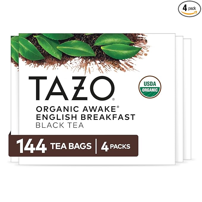 TAZO Organic Awake English Breakfast Black Tea Bags, 144 Total Tea Bags (36ct - Pack of 4) - Bloomnest