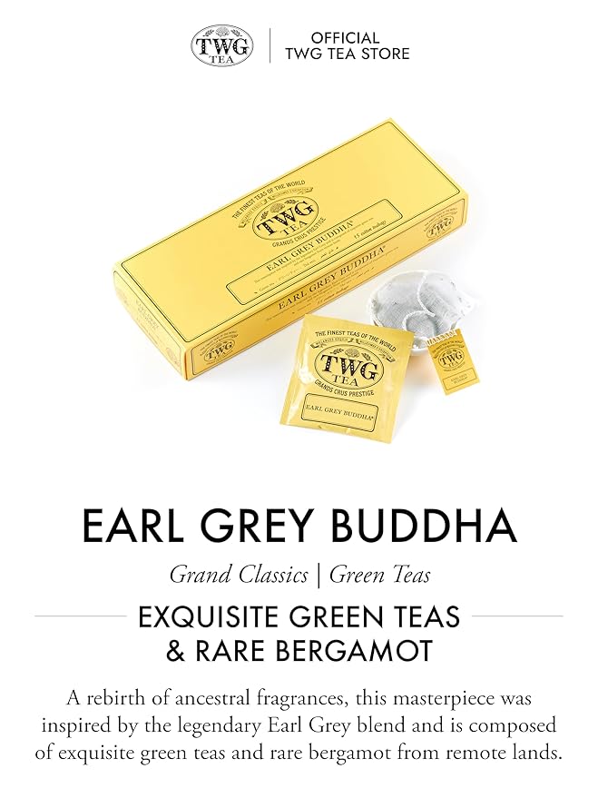 TWG Tea | Earl Grey Buddha | Green Tea | Bergamot & Rose Petals | 15 Hand Sewn Cotton Tea Bags | Gift Set - Bloomnest
