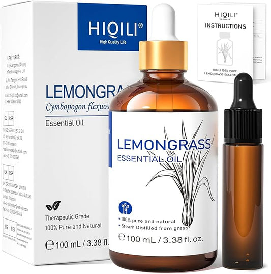 HIQILI Lemongrass Essential Oil, 100% Pure Natural Undiluted Premium Oils - 3.38 Fl. Oz - Bloomnest