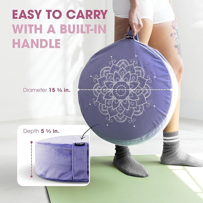 Yes4All Meditation Cushion, Floor Pillow Foam Zafu Buckwheat, Mandala Pattern Yoga Meditation Bolster Pillows, Floor Cushions - Bloomnest