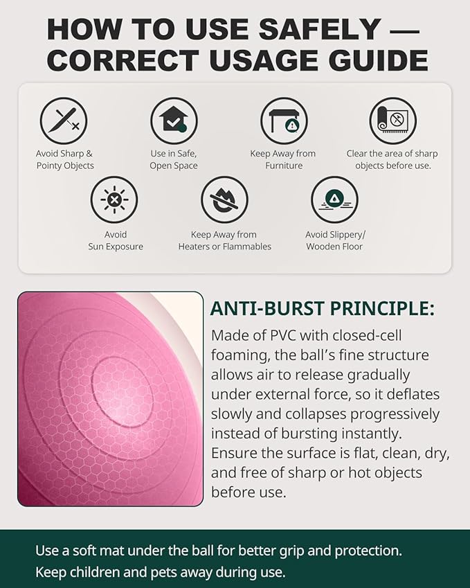 Trideer Exercise Ball for Yoga, Pilates & Fitness – Stability Ball Equipment for Home Gym & Office Chair, Core & Balance Training Accessories, Physical Therapy Equipment, Quick Pump Included, 5 Sizes - Bloomnest