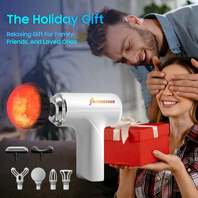 Massage Gun with Heat – Powerful Deep Tissue Massager, Handheld Mini Massage Gun for Full-Body Muscle Relief, Adjustable Speeds for Pain Relief & Recovery, Portable Muscle Massager for Home,Travel, - Bloomnest