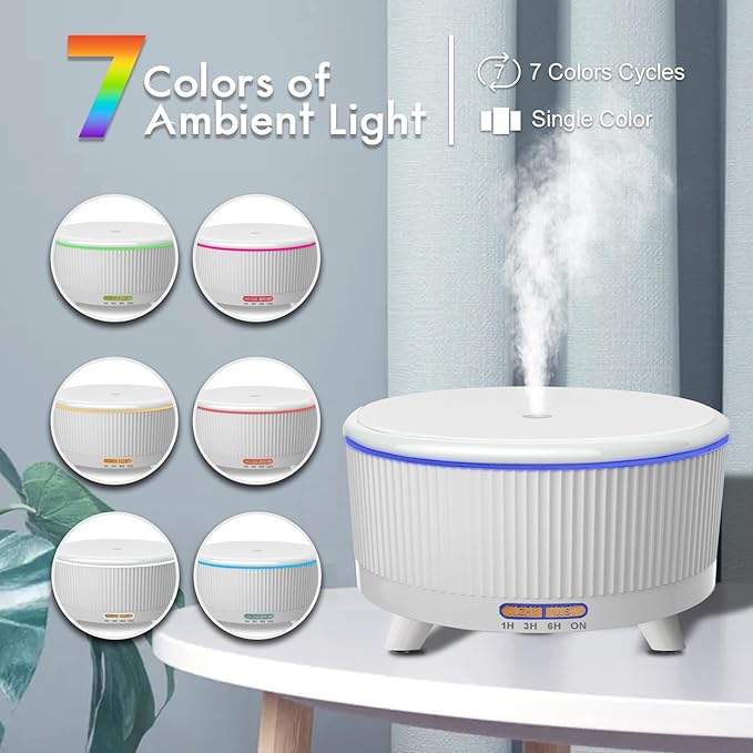 Diffusers for Essential Oils Large Room, 500ml Aromatherapy Diffuser Cool Mist Humidifier with Remote Control,7 Colors Lights & 3 Mist Mode Waterless Auto Off for Women Office Home W - Bloomnest