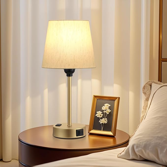 Acaxin Lamp for bedrooms Set of 2 - Nightstand Bedroom Lamp with USB C Port and AC Outlet Charging, 3 Way Dimmable Touch Control Bed Side Table Lamp, Small Night Stand Light for Kids/Guest Room - Bloomnest