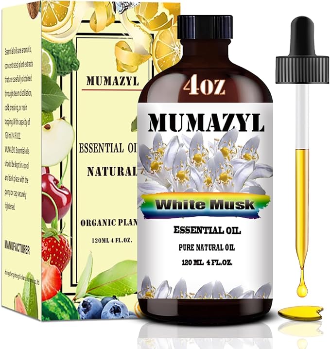 White Musk Essential Oil, White Musk Oil 4 Fl Oz 120ML for Diffuser Humidifier Yoga Cleaning DIY Candle Soap Making Essential Oils - Bloomnest