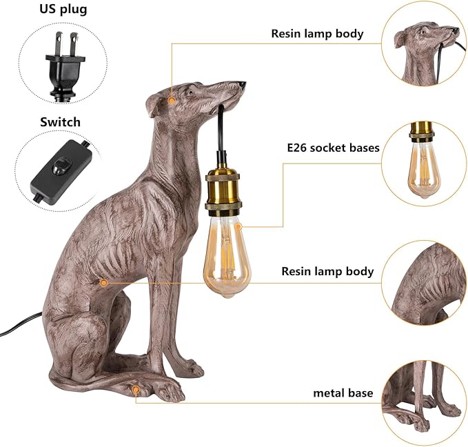YIYIBYUS Vintage Resin Dog Table, Light Modern Dog Desk, Sitting D-og Floor Lamp, Light Fixture E26 (Not Included) Bedside LED Light for Home Decor,Living Room, Bedroom - Bloomnest