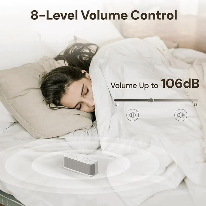 Raynic White Noise Machine, 42 Soothing Sounds Noise Machine, Rechargeable Battery Sound Machine with 8 Volumes, 5 Timers, Type-C Port, Headphone Jack for Baby, Adult, Home, Travel, Office - Bloomnest