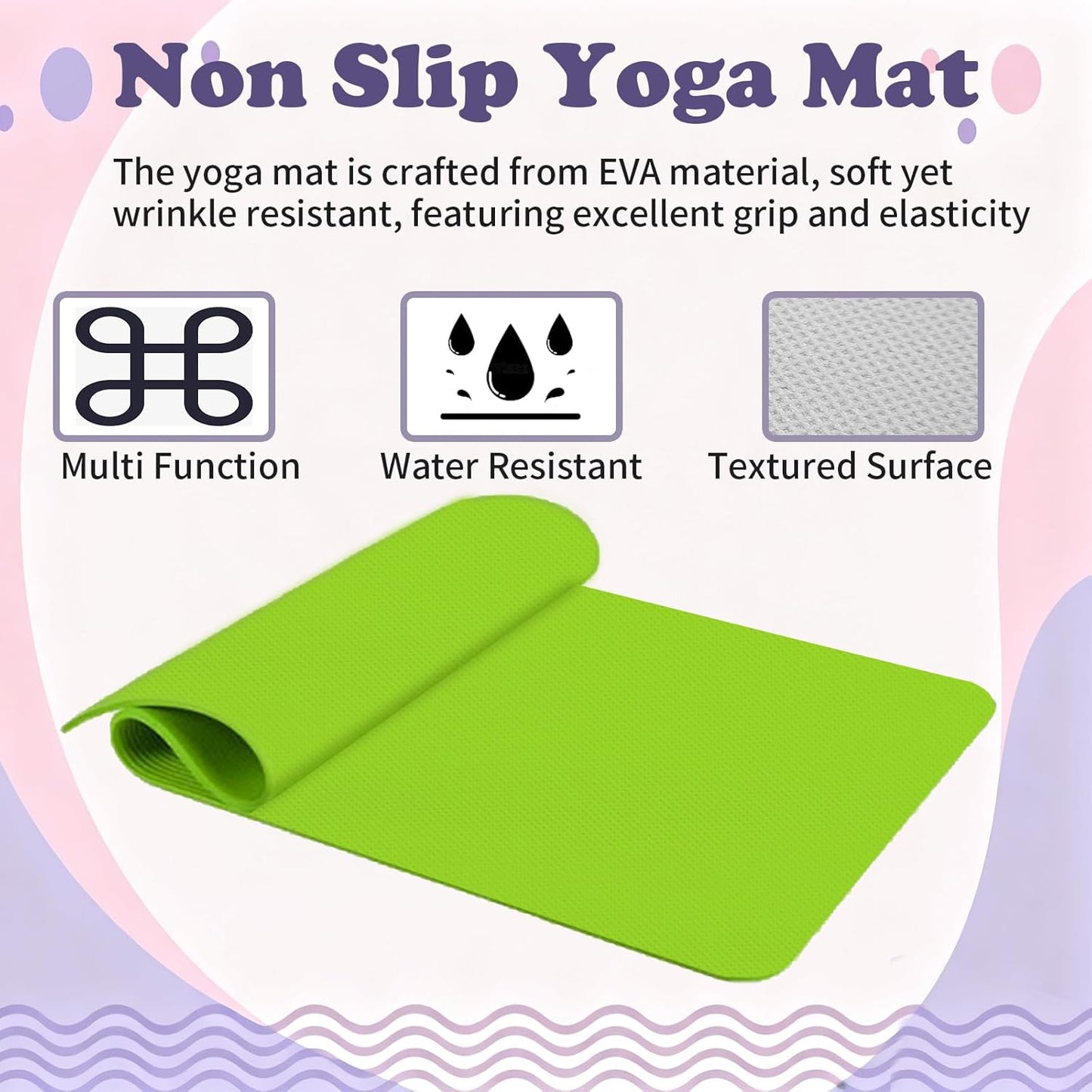 10 Pcs Yoga Mats Bulk 68'' x 24'' x 0.16 inch Thick Non Slip Texture Exercise Mats without Latex Gym Pads Bundle for Kids Adult Outdoor Yoga Pilates Workout(Multicolor)
