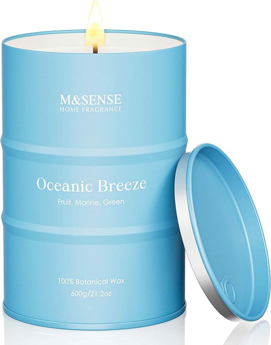 M&SENSE Oceanic Breeze Scented Candles Large Summer Candle, Beach Soy Candles 21.2oz 120 Hour Slow Burning,Aromatherapy Candle for Stress Relief Meditation Relaxing - Bloomnest