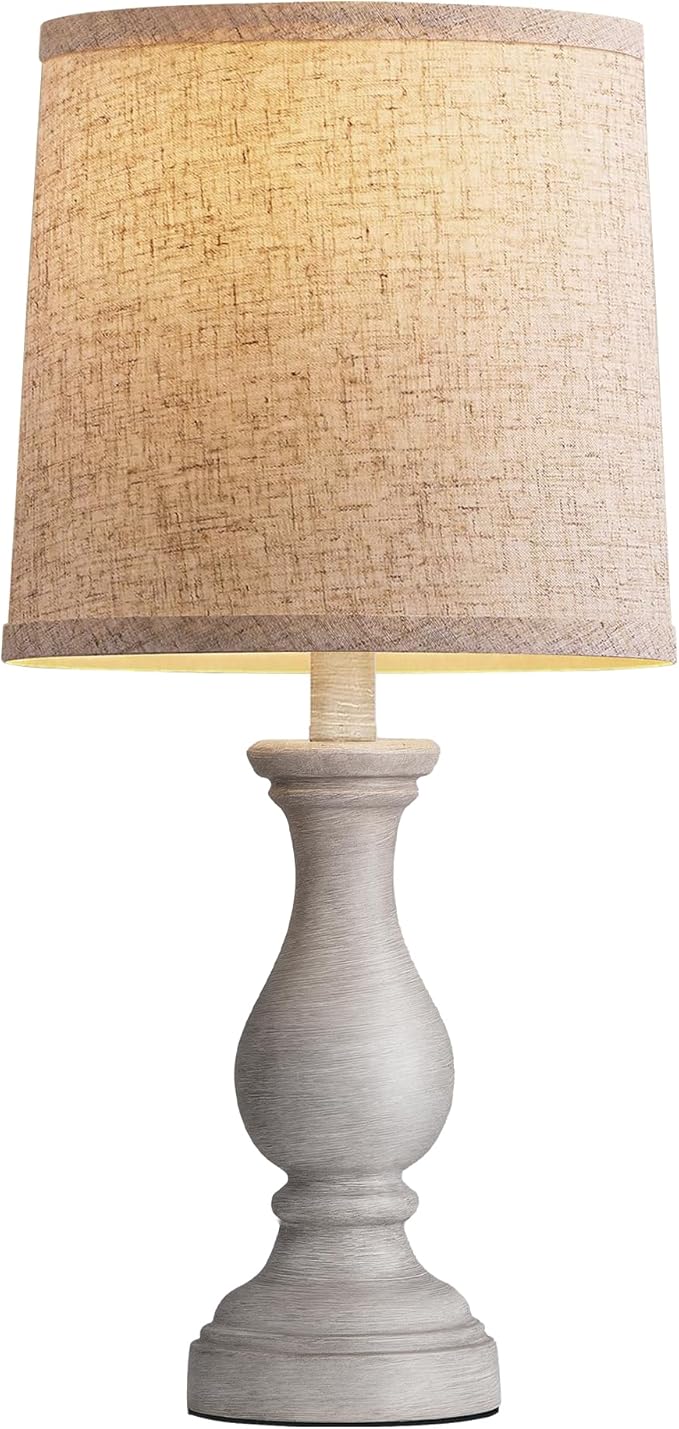 Seealle Farmhouse Table Lamps - 22" Rustic Lamp for Bedroom Living Room, Boho Bedside Lamps for Night Stands End Table Office Desk Lamp Nightstand with Linen Shades(Single) - Bloomnest