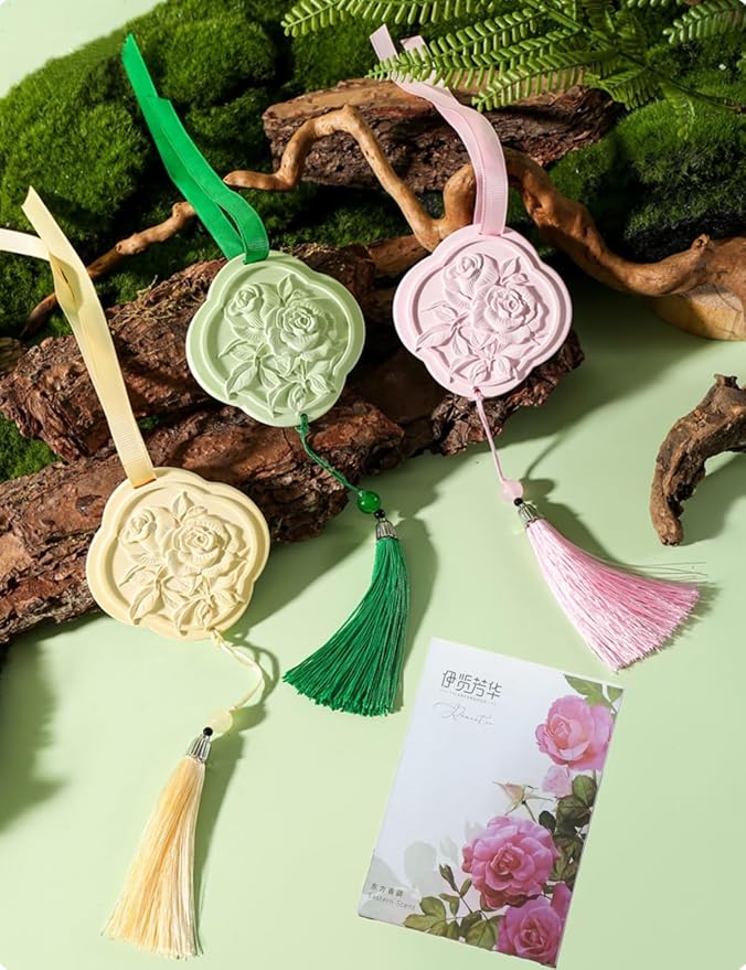 Ceramic Essential Oil Diffusers，Air Freshener，3Pcs Rose Flower Ceramic Aromatherapy Diffusers for Bedroom, Wardrobes， Toilet， Cars Etc.Visual and Olfactory Double Enjoyment（Sandalwood+Rose+Tea） - Bloomnest