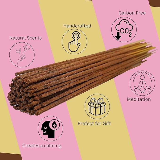 Bless-Eucalyptus 100%-Natural-Handmade-Hand-Dipped-Incense Organic-Chemicals-Charcoal-Free Purification-Relaxation-Positivity-Yoga-Meditation Best-Woods-Scent (25 Sticks (1.4 OZ))