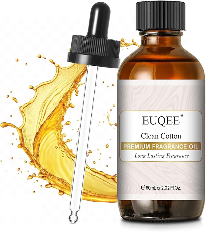 EUQEE Clean Cotton Fragrance Oil, 2.02 Fl oz/ 60ml Fragrance Oils for Diffuser, Candle Making, DIY Soap with Glass Dropper