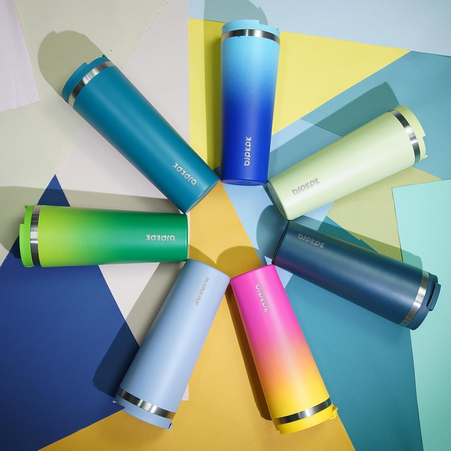 BJPKPK 18oz Stainless Steel Insulated Tumbler With lid And Straw Travel Coffee Thermal Tumblers Cup For Women And Men,Pink Yellow Rose